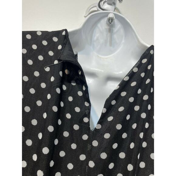 ke•ned•ik sheer polka dot long sleeve V-neck dress Size S - Picture 3 of 7